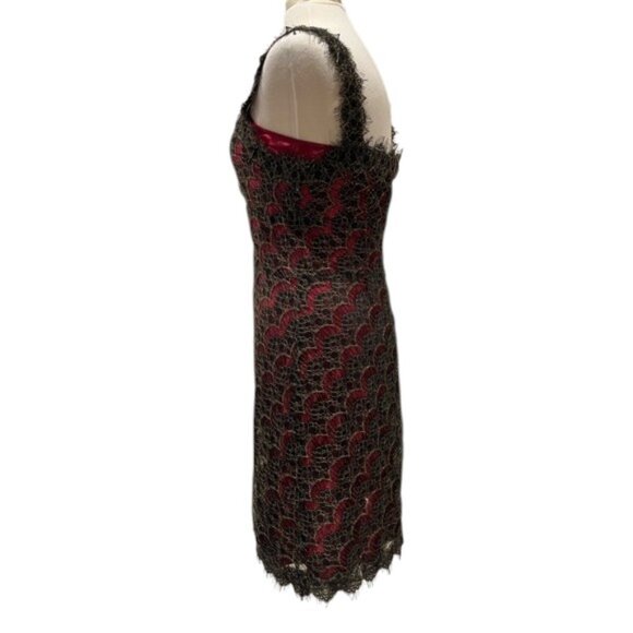 Betsey Johnson Y2K VINTAGE Red Slip Dress with Gold Lace Overlay NWT - Picture 8 of 10